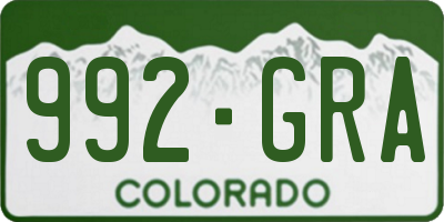 CO license plate 992GRA