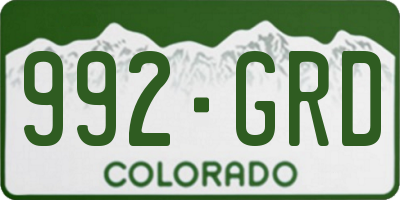CO license plate 992GRD