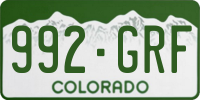 CO license plate 992GRF