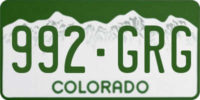 CO license plate 992GRG