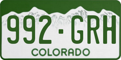 CO license plate 992GRH