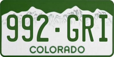 CO license plate 992GRI