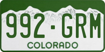 CO license plate 992GRM