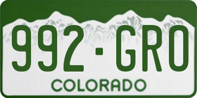 CO license plate 992GRO