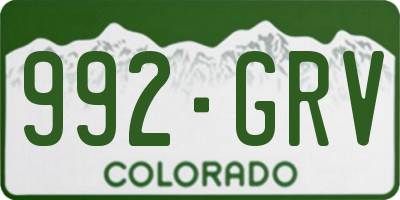 CO license plate 992GRV
