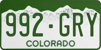 CO license plate 992GRY