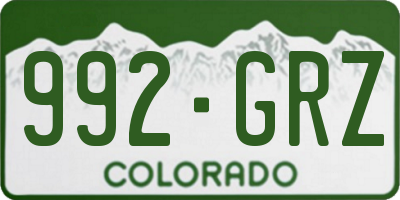CO license plate 992GRZ