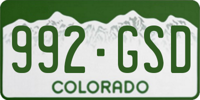 CO license plate 992GSD