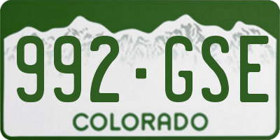 CO license plate 992GSE