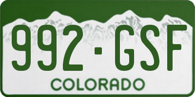 CO license plate 992GSF