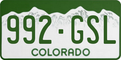 CO license plate 992GSL