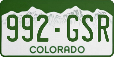 CO license plate 992GSR