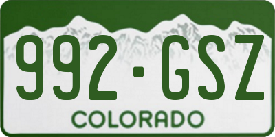 CO license plate 992GSZ