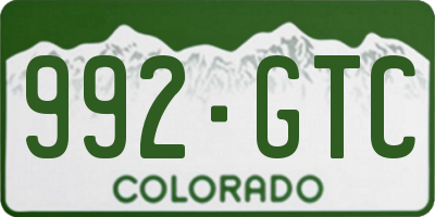 CO license plate 992GTC