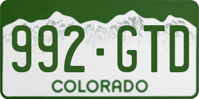 CO license plate 992GTD