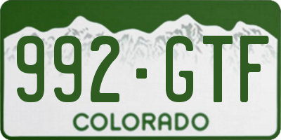CO license plate 992GTF
