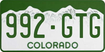 CO license plate 992GTG