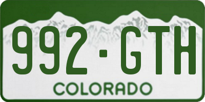 CO license plate 992GTH
