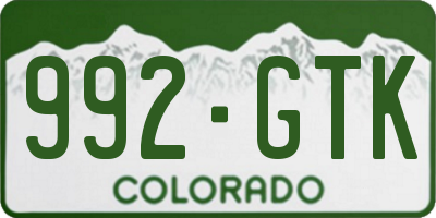 CO license plate 992GTK