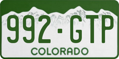CO license plate 992GTP
