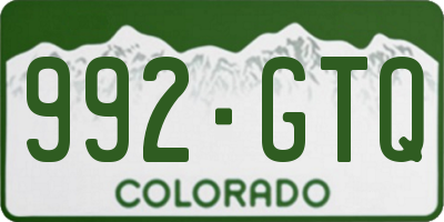 CO license plate 992GTQ
