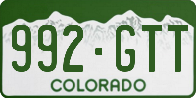 CO license plate 992GTT