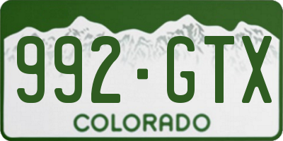 CO license plate 992GTX