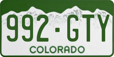 CO license plate 992GTY