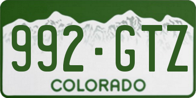 CO license plate 992GTZ
