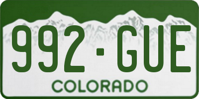 CO license plate 992GUE