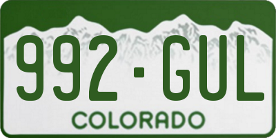CO license plate 992GUL