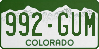 CO license plate 992GUM