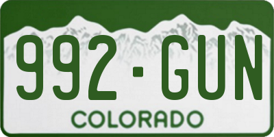 CO license plate 992GUN