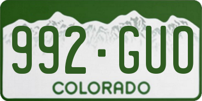 CO license plate 992GUO