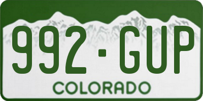CO license plate 992GUP