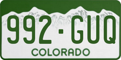 CO license plate 992GUQ