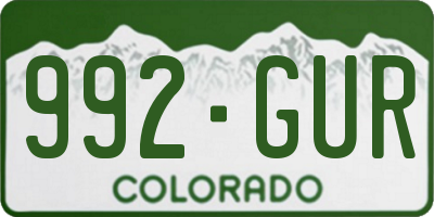 CO license plate 992GUR