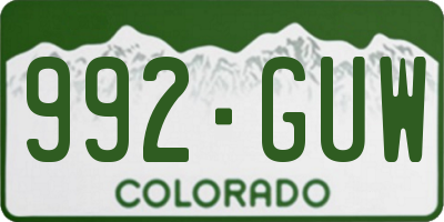 CO license plate 992GUW