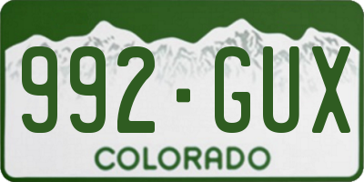 CO license plate 992GUX