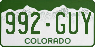 CO license plate 992GUY
