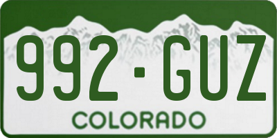 CO license plate 992GUZ