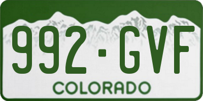 CO license plate 992GVF