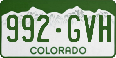 CO license plate 992GVH