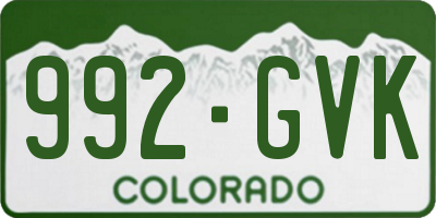 CO license plate 992GVK