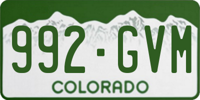 CO license plate 992GVM
