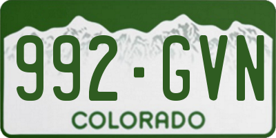 CO license plate 992GVN