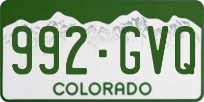 CO license plate 992GVQ