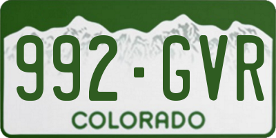 CO license plate 992GVR