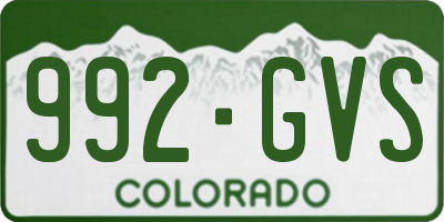 CO license plate 992GVS
