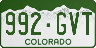 CO license plate 992GVT